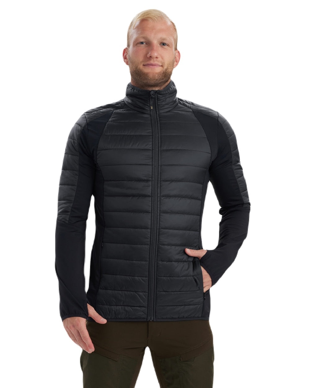 Black coloured Deerhunter Pine Padded Inner Jacket on white background #colour_black