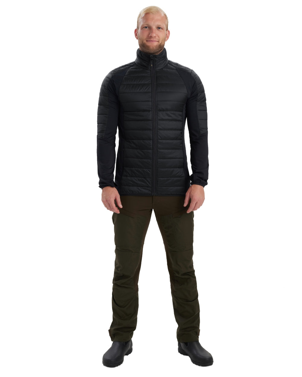 Black coloured Deerhunter Pine Padded Inner Jacket on white background #colour_black