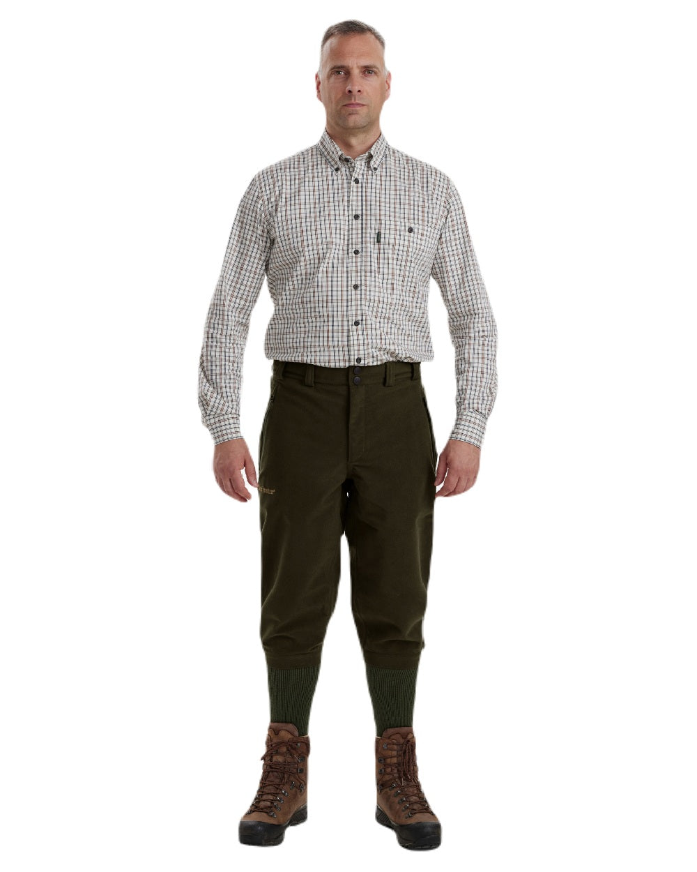 Peat coloured Deerhunter Pro Gamekeeper Breeks on white background #colour_peat
