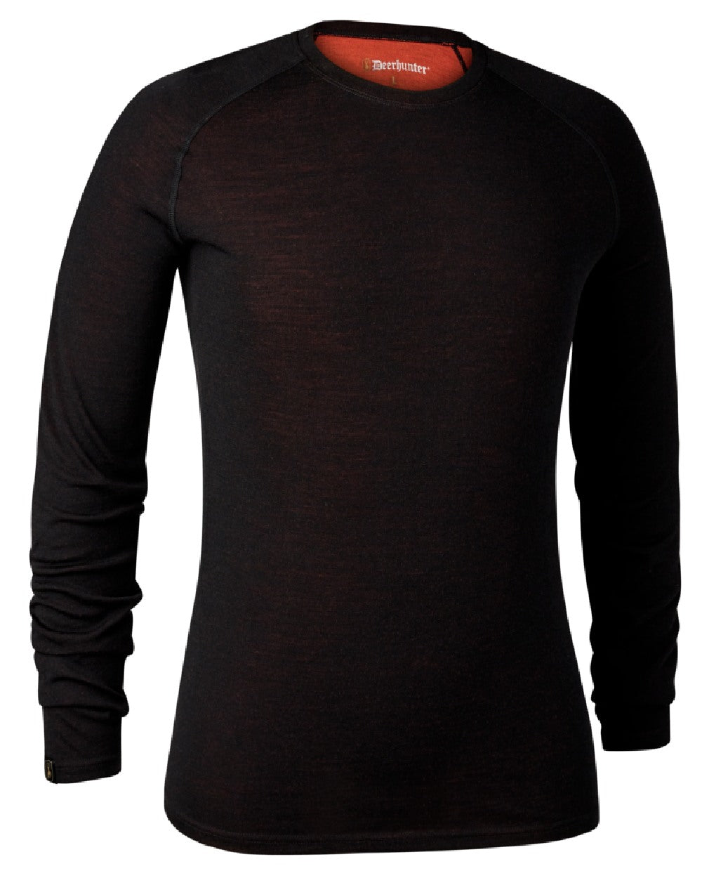 Black Oak coloured Deerhunter Quinn Merino Undershirt on white background #colour_black-oak