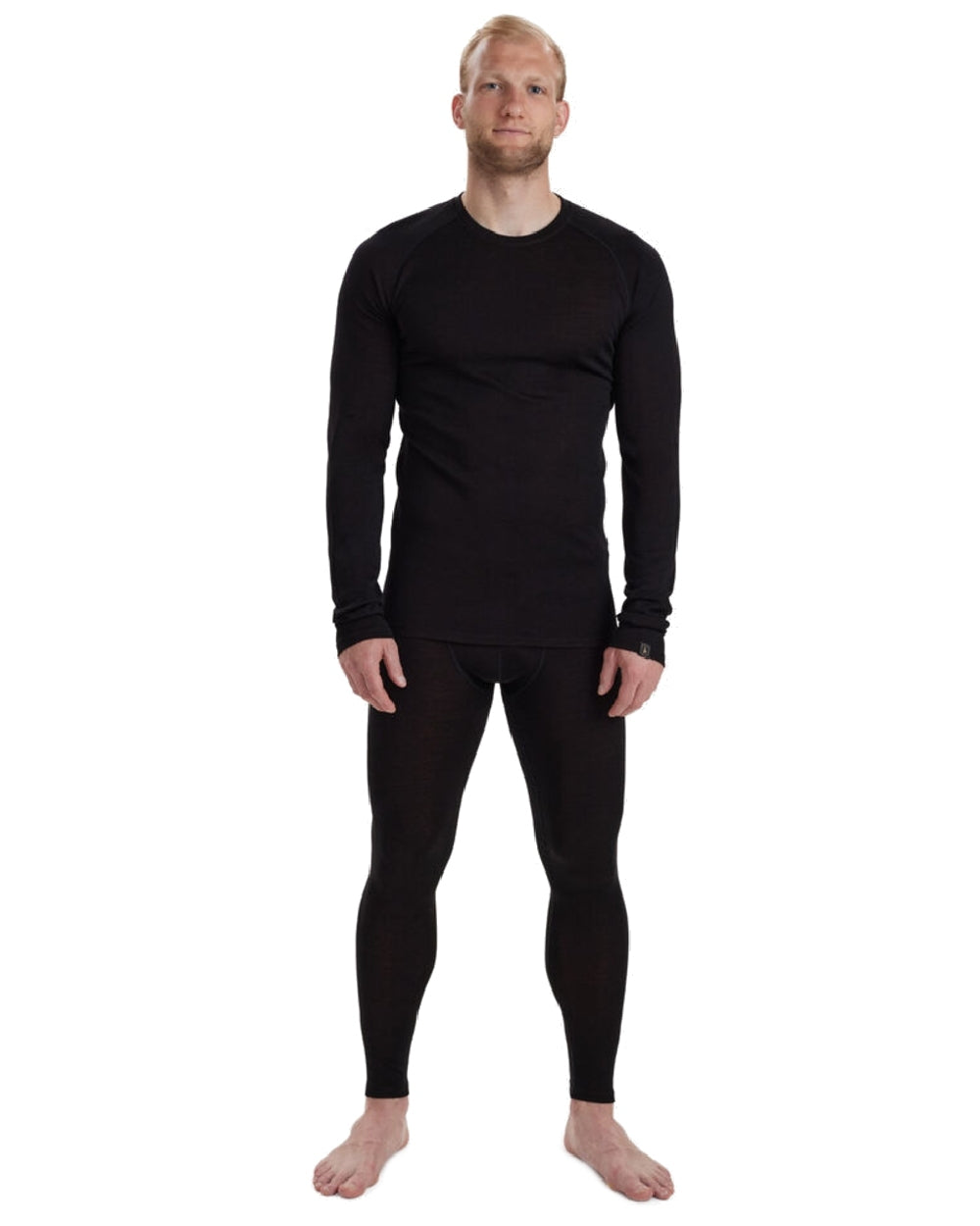 Black Oak coloured Deerhunter Quinn Merino Undershirt on white background #colour_black-oak