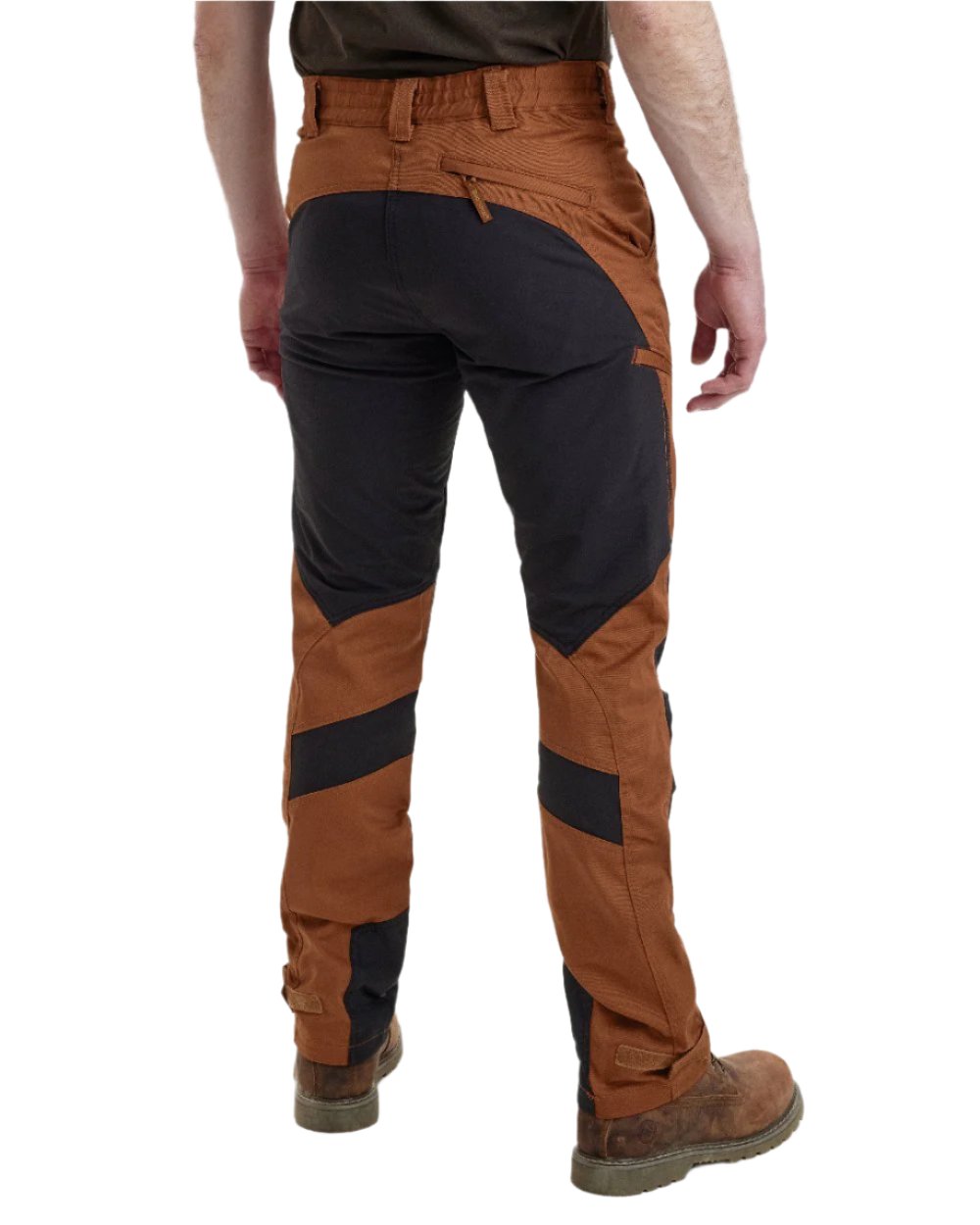 Burnt Orange Coloured Deerhunter Rogaland Contrast Stretch Trousers on white background #colour_burnt-orange