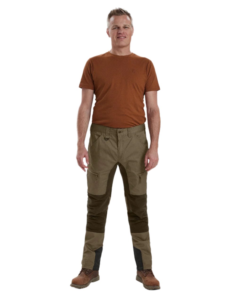 Driftwood Coloured Deerhunter Rogaland Contrast Stretch Trousers on white background #colour_driftwood