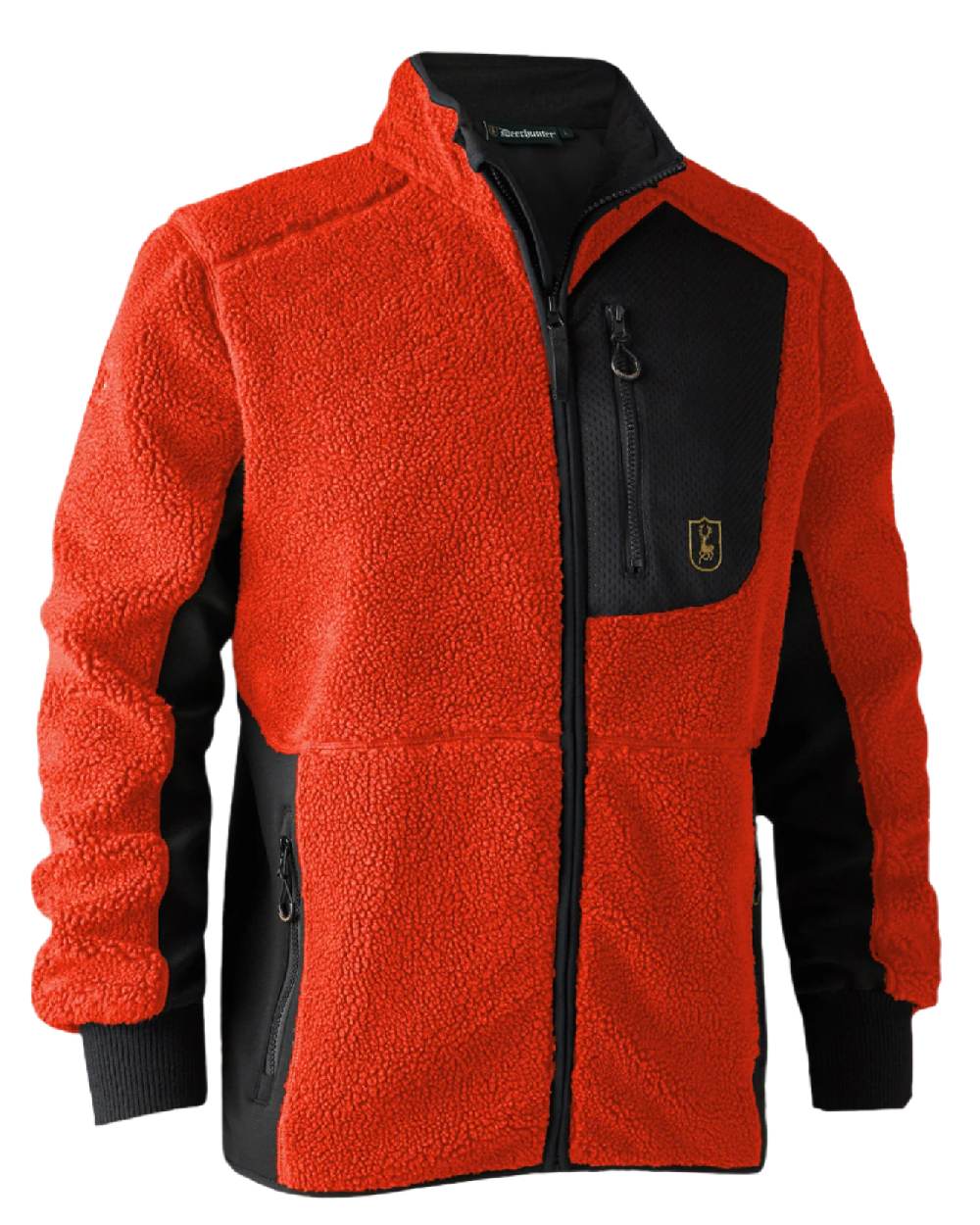 Orange coloured Deerhunter Rogaland Fiber Pile Jacket on white background #colour_orange
