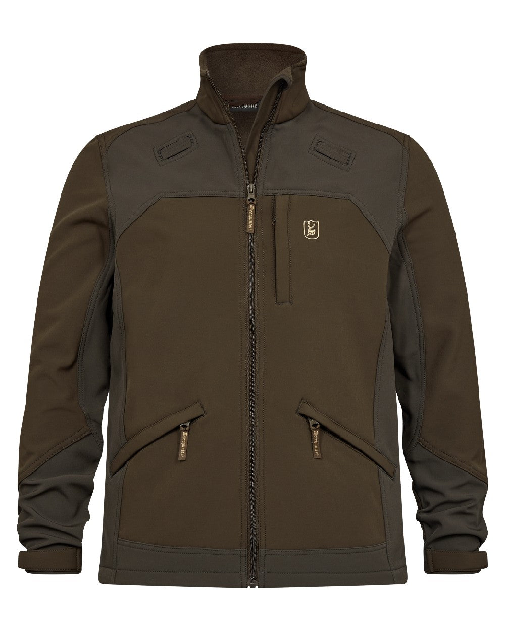 Fallen Leaf coloured Deerhunter Rogaland Softshell Jacket on white background #colour_fallen-leaf