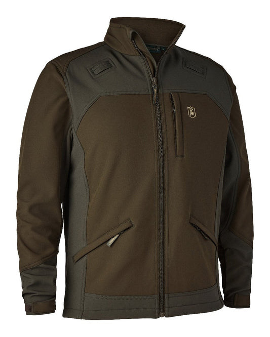 Fallen Leaf coloured Deerhunter Rogaland Softshell Jacket on white background #colour_fallen-leaf