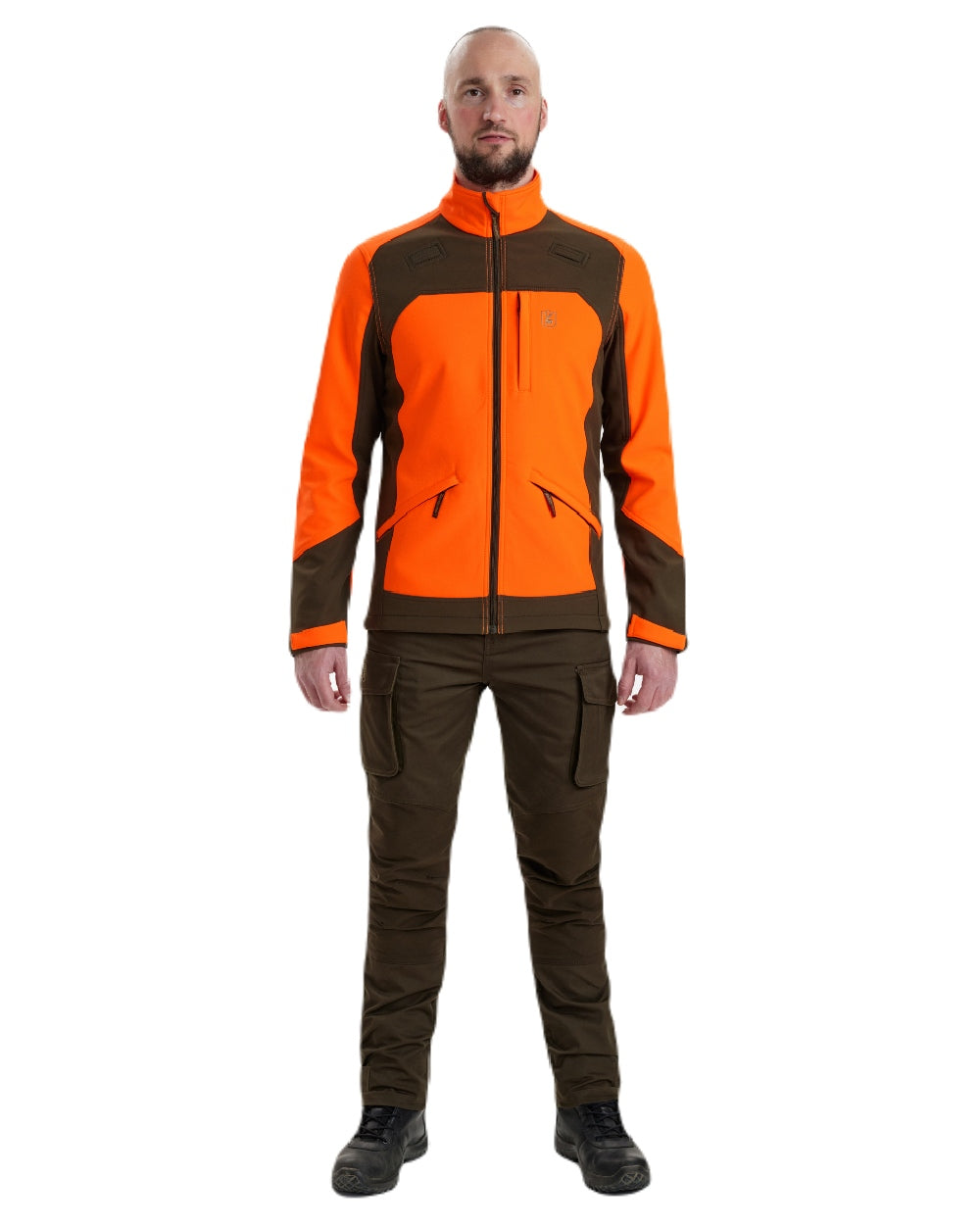 Orange coloured Deerhunter Rogaland Softshell Jacket on white background #colour_orange