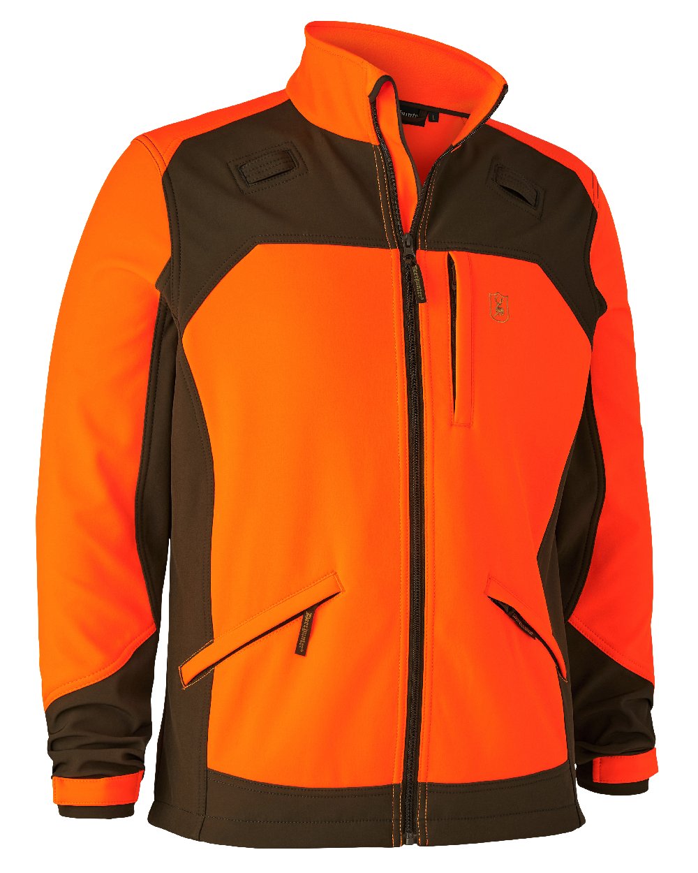 Orange coloured Deerhunter Rogaland Softshell Jacket on white background #colour_orange