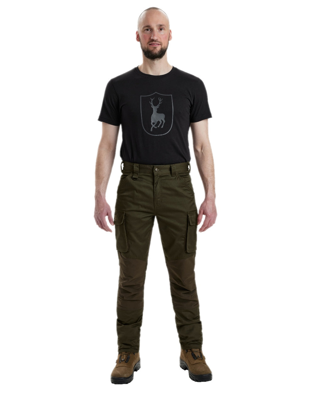 Adventure Green Coloured Deerhunter Rogaland Stretch Trousers on white background #colour_adventure-green