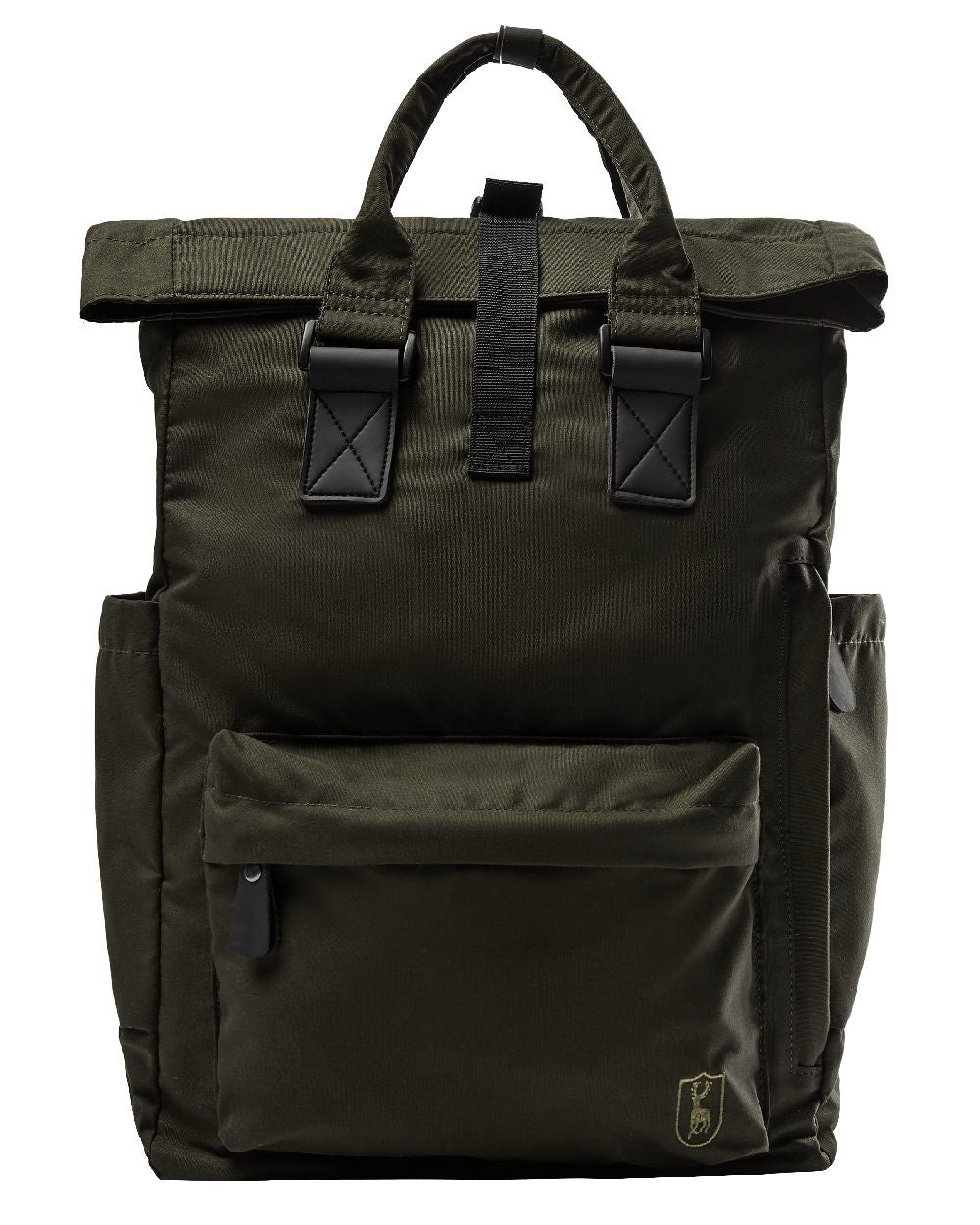 Deep Green coloured Deerhunter Rolltop Backpack on white background #colour_deep-green