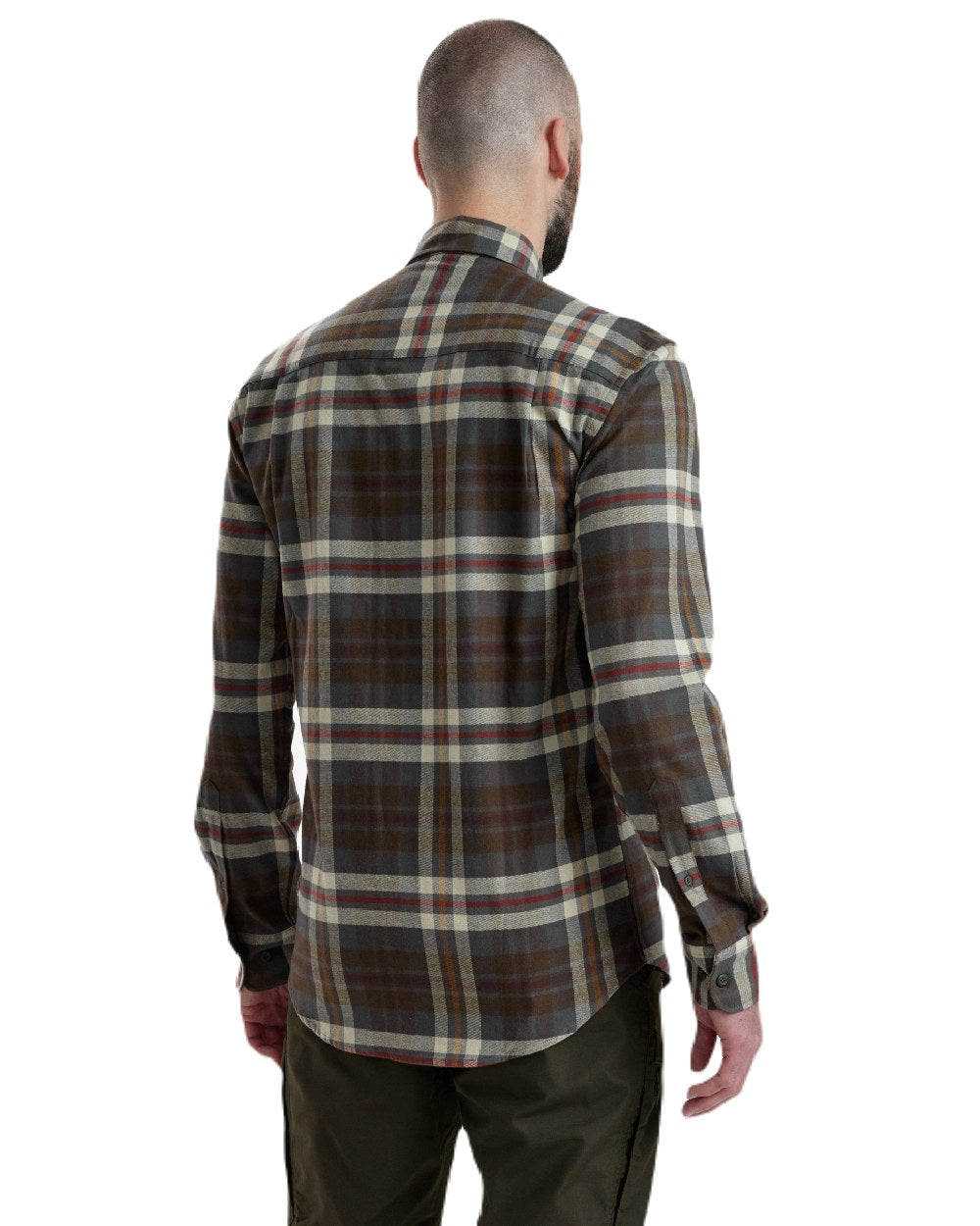 Yellow Check coloured Deerhunter Ronald Shirt on white background #colour_yellow-check
