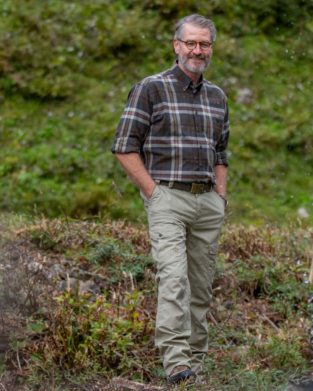 Yellow Check coloured Deerhunter Ronald Shirt on grassy background #colour_yellow-check