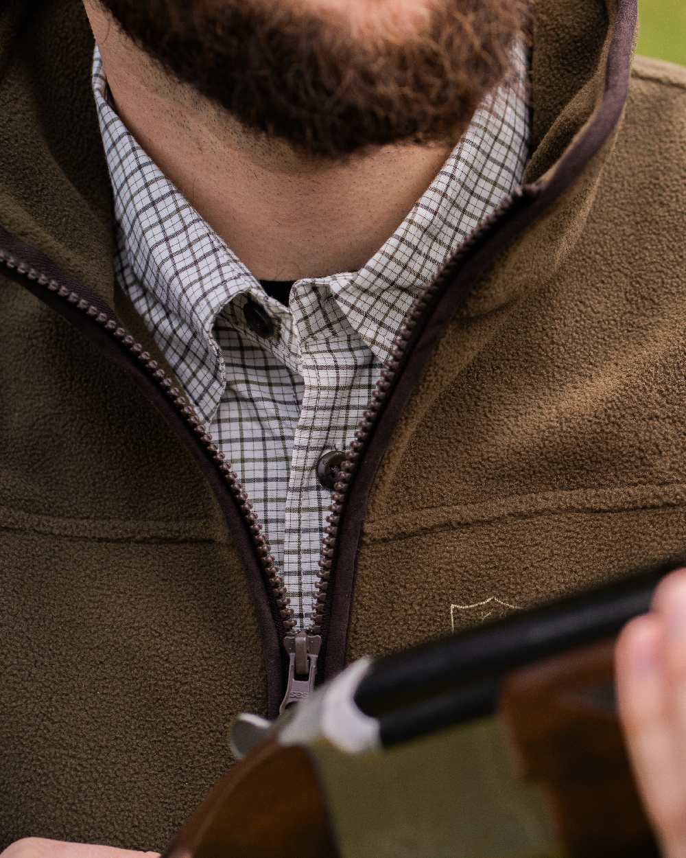 Green Check coloured Deerhunter Samuel Shirt on blurry background #colour_green-check