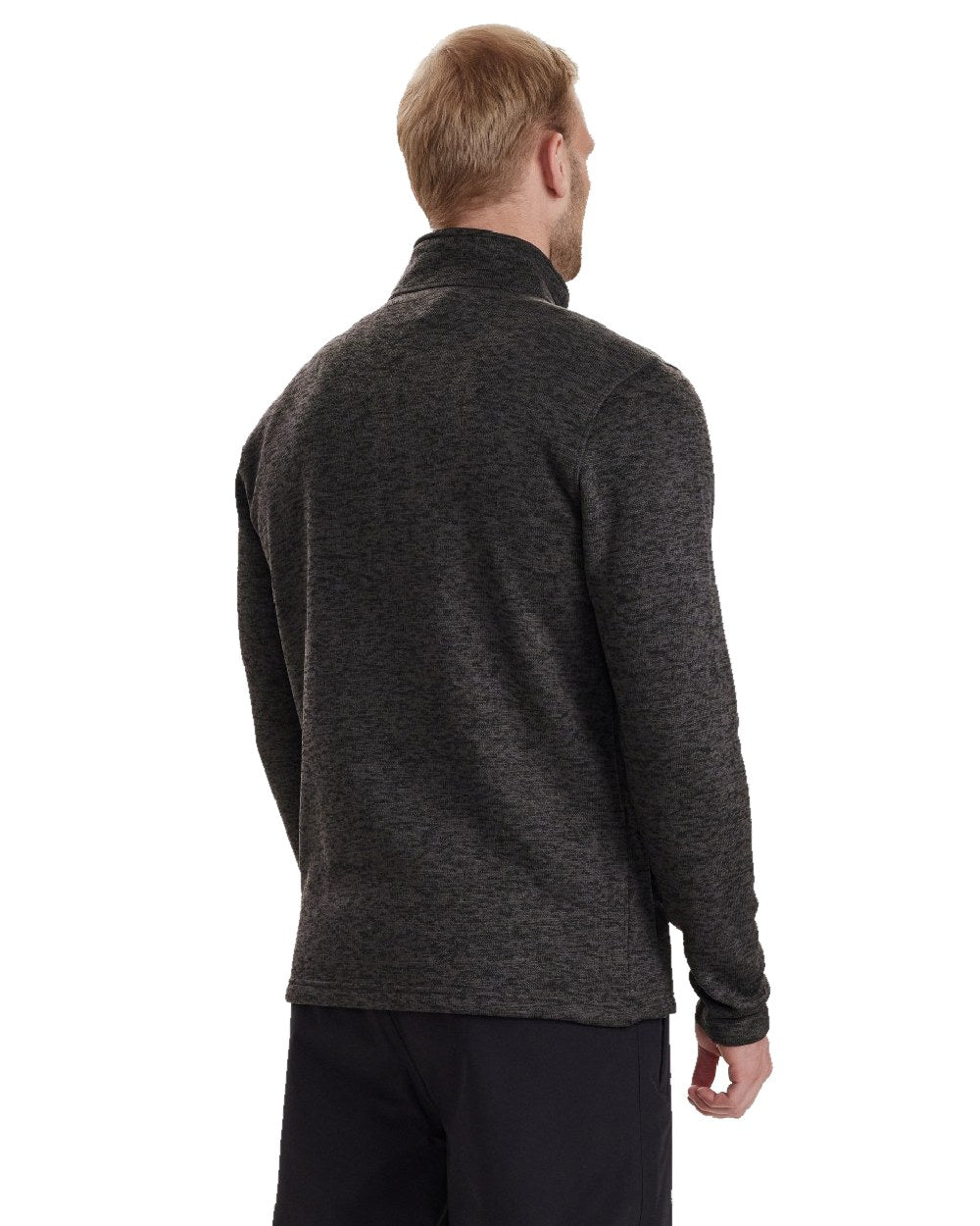 Dark Grey Melange coloured Deerhunter Sarek Knitted Jacket on white background #colour_dark-grey-melange