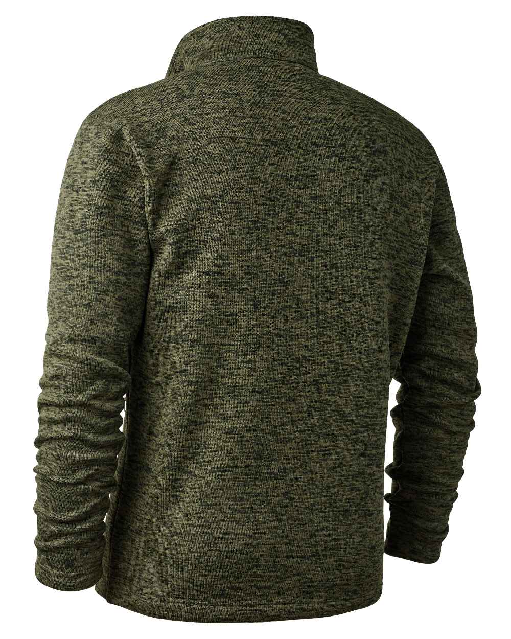 Olive Night Melange coloured Deerhunter Sarek Knitted Jacket on white background #colour_olive-night-melange