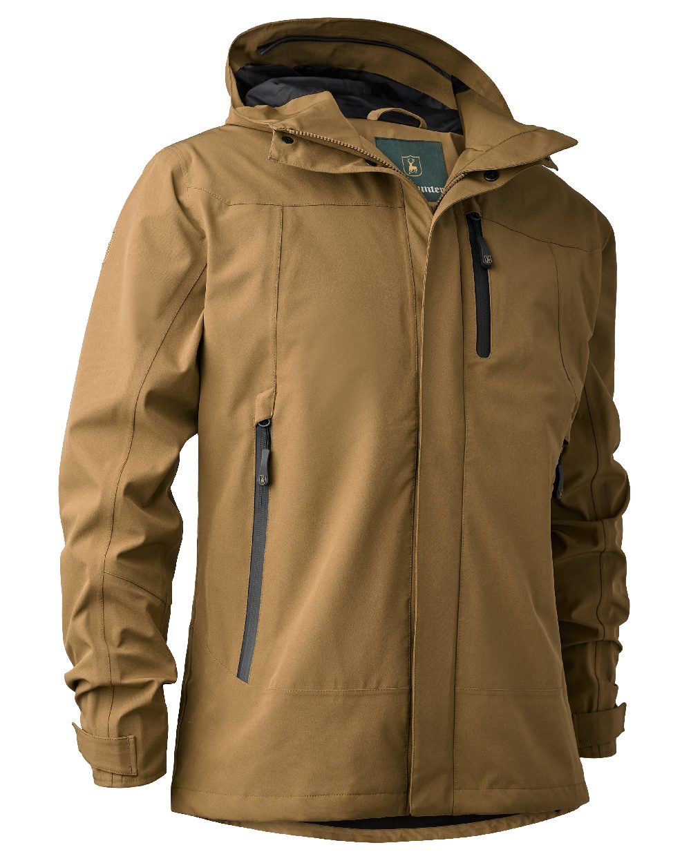Butternut coloured Deerhunter Sarek Shell Jacket With Hood on white background #colour_butternut