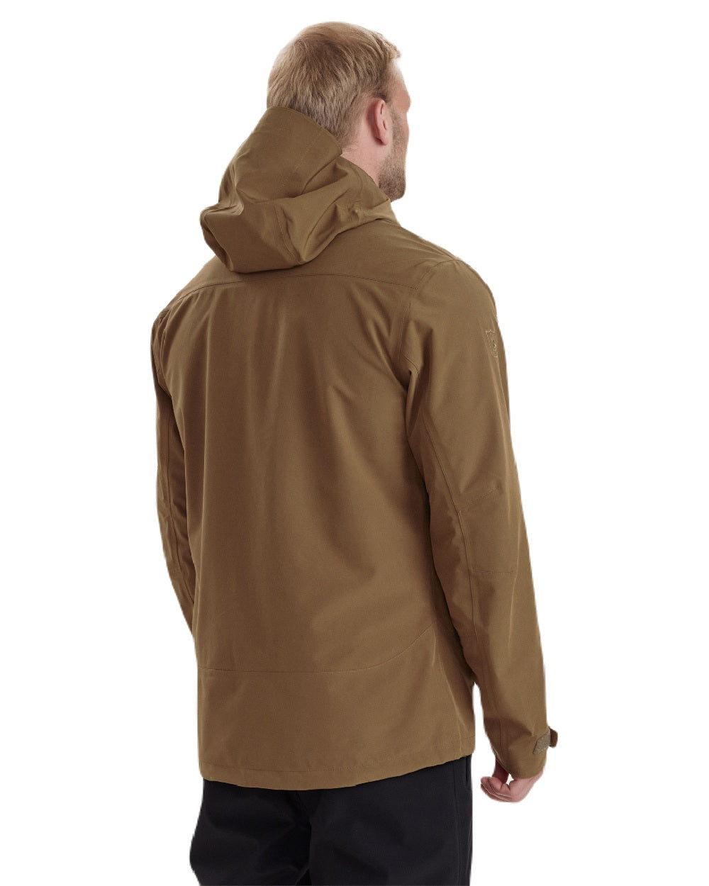 Butternut coloured Deerhunter Sarek Shell Jacket With Hood on white background #colour_butternut