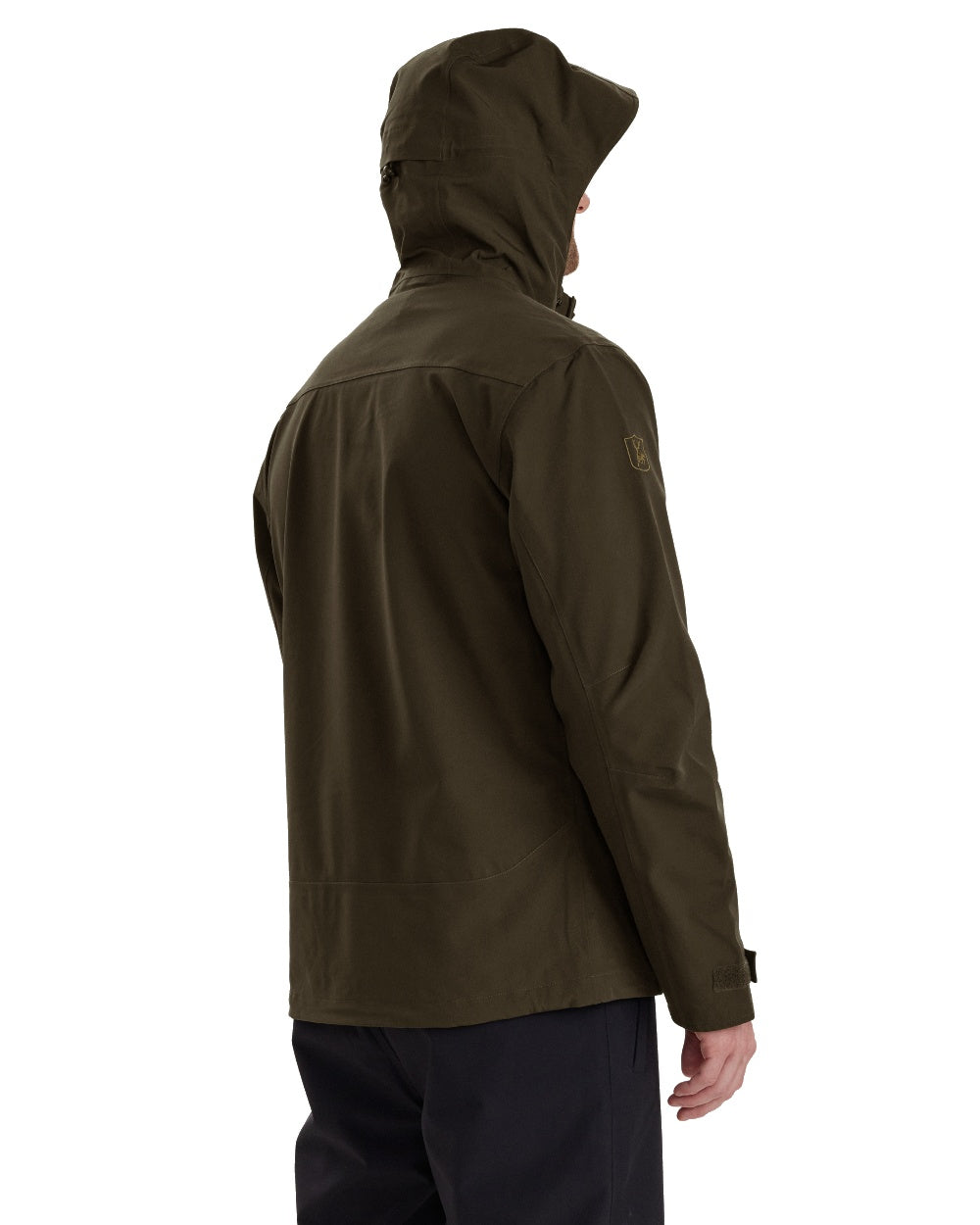 Fallen Leaf coloured Deerhunter Sarek Shell Jacket With Hood on white background #colour_fallen-leaf