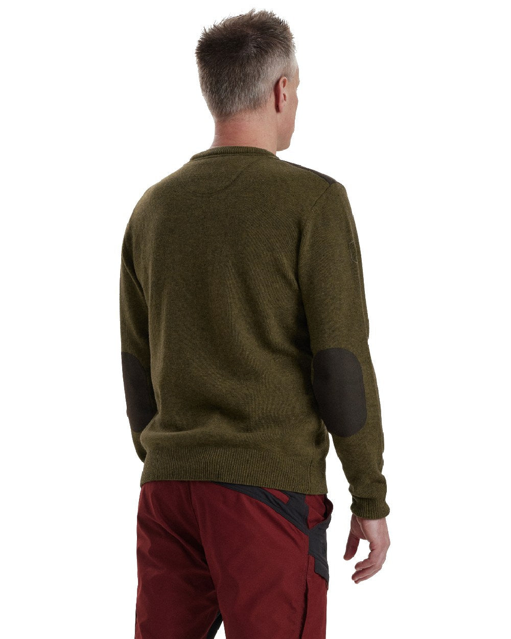 Cypress coloured Deerhunter Sheffield O-Neck Sweater on white background #colour_cypress