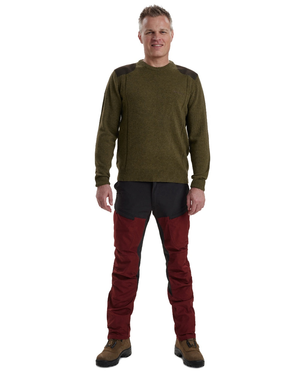 Cypress coloured Deerhunter Sheffield O-Neck Sweater on white background #colour_cypress