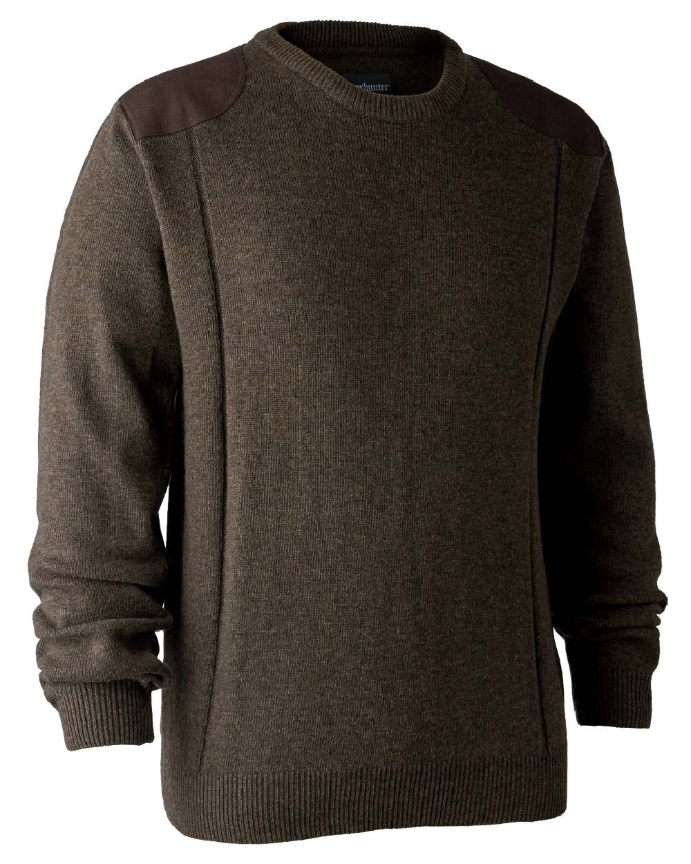 Dark Elm coloured Deerhunter Sheffield O-Neck Sweater on white background #colour_dark-elm