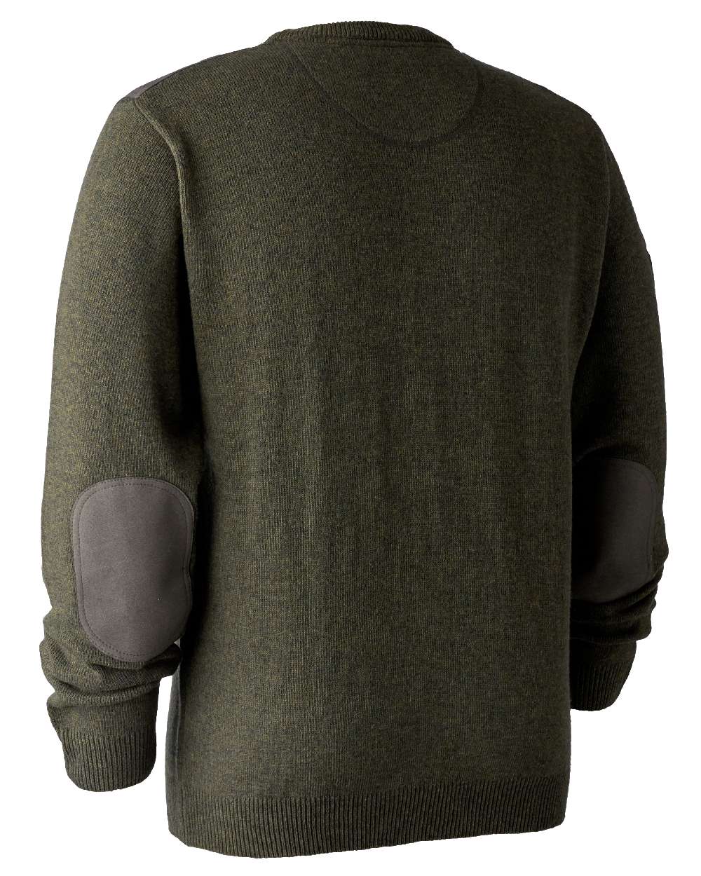 Green Melange coloured Deerhunter Sheffield O-Neck Sweater on white background #colour_green-melange