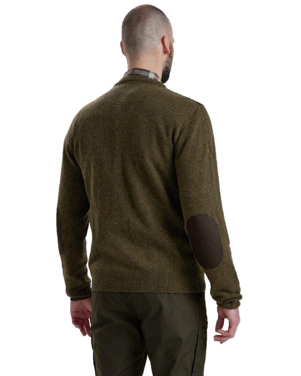 Cypress coloured Deerhunter Sheffield V-Neck Sweater on white background #colour_cypress