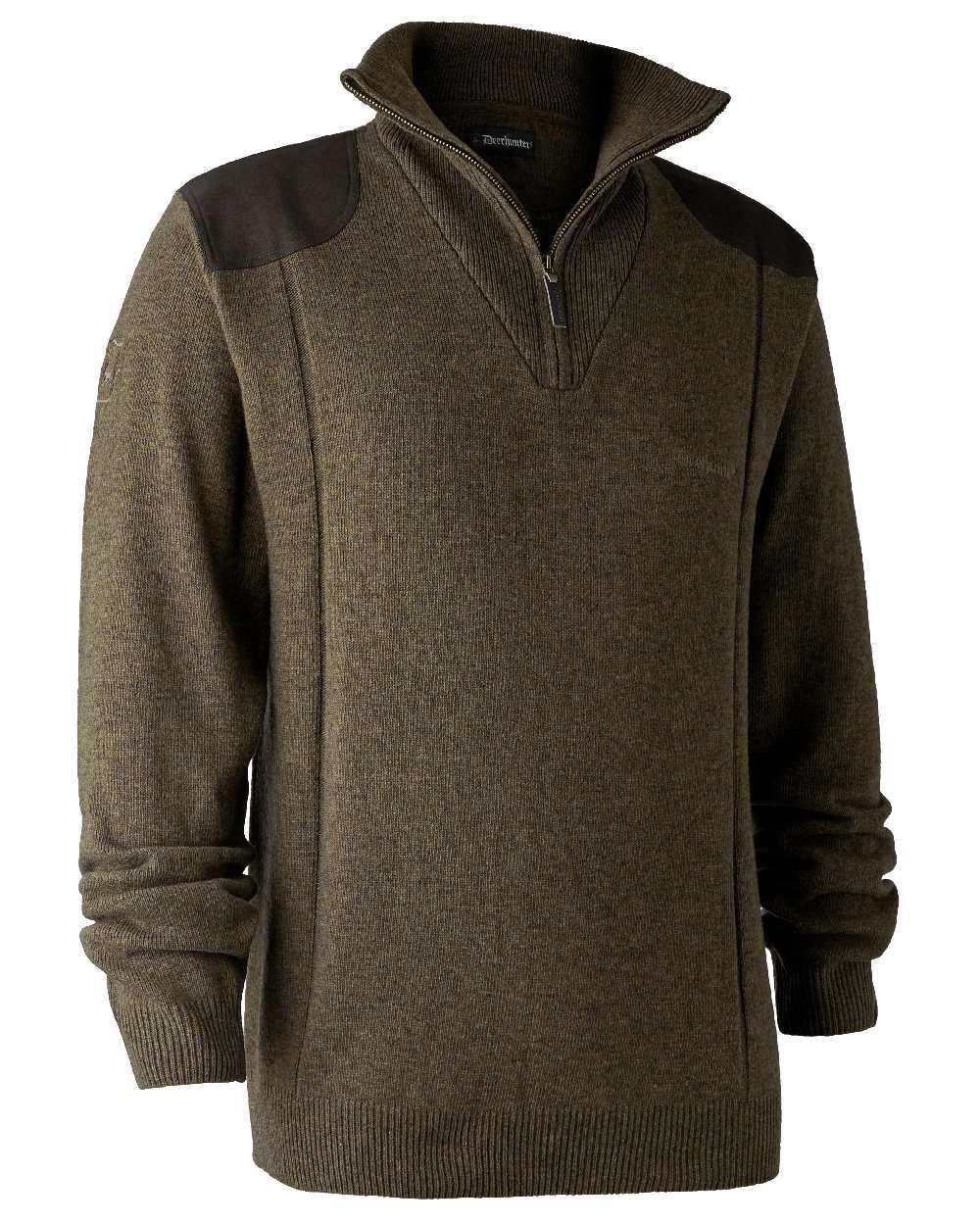 Cypess coloured Deerhunter Sheffield Zip Neck Sweater on white background #colour_cypress