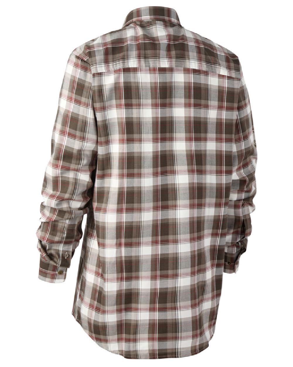 Brown Check coloured Deerhunter Silas Shirt on white background #colour_brown-check