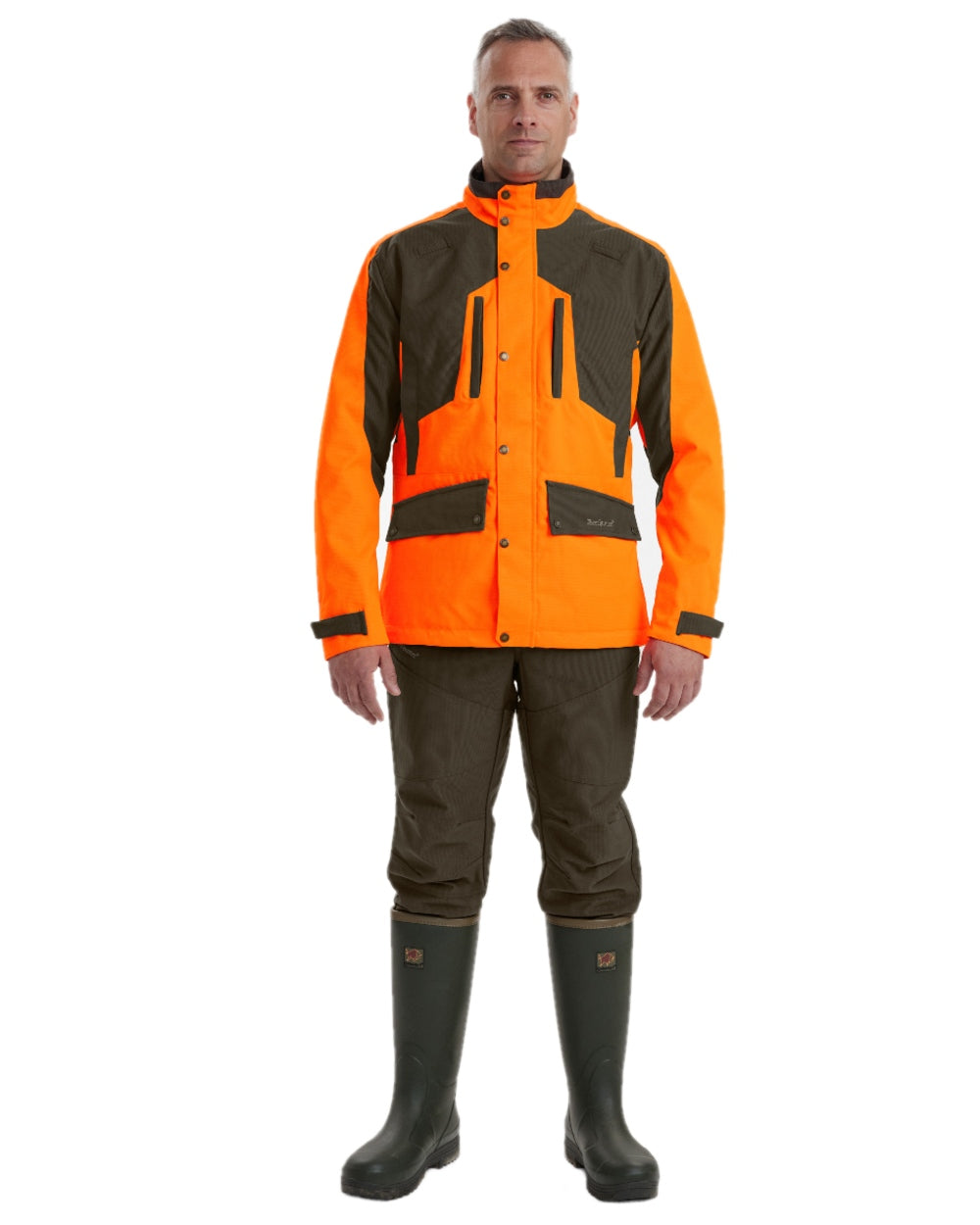Orange coloured Deerhunter Strike Extreme Waterproof Jacket With Membrane on white background #colour_orange