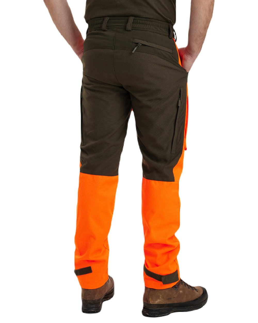 Orange coloured Deerhunter Strike Extreme Waterproof Trousers With Membrane on white background #colour_orange