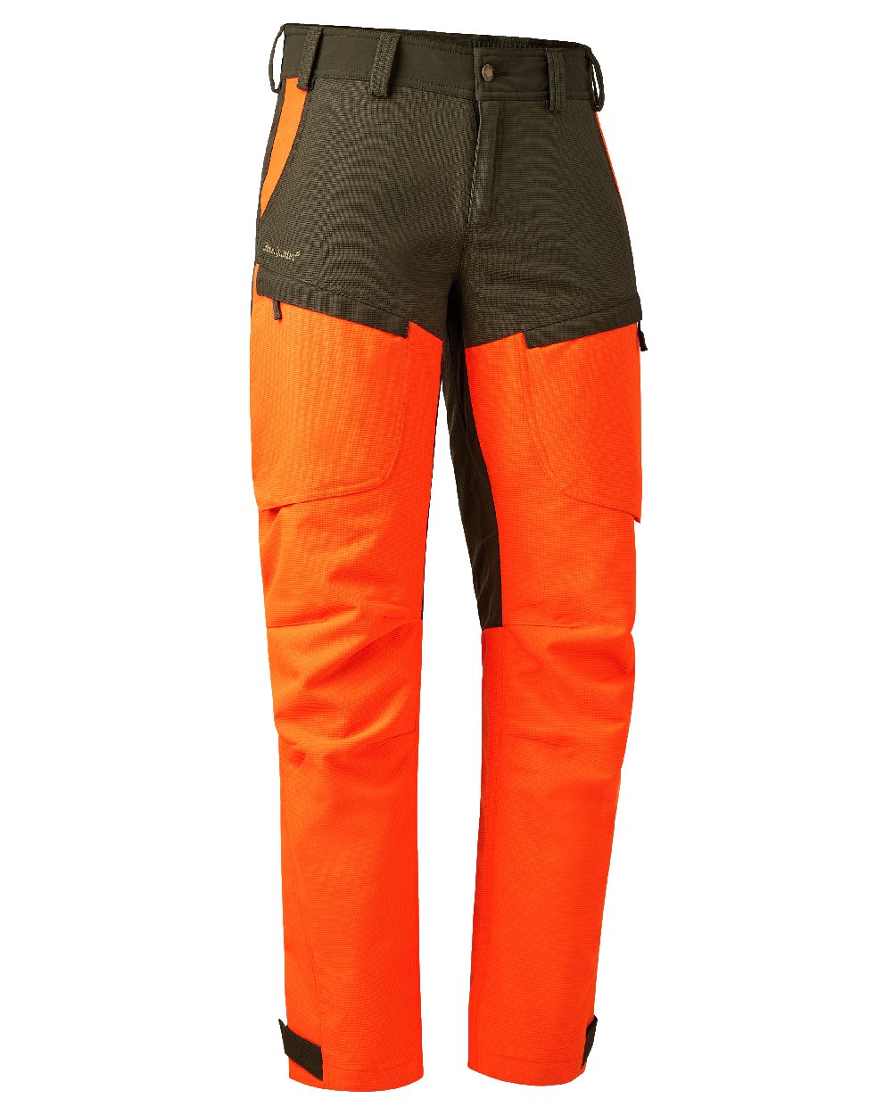 Orange coloured Deerhunter Strike Extreme Waterproof Trousers With Membrane on white background #colour_orange