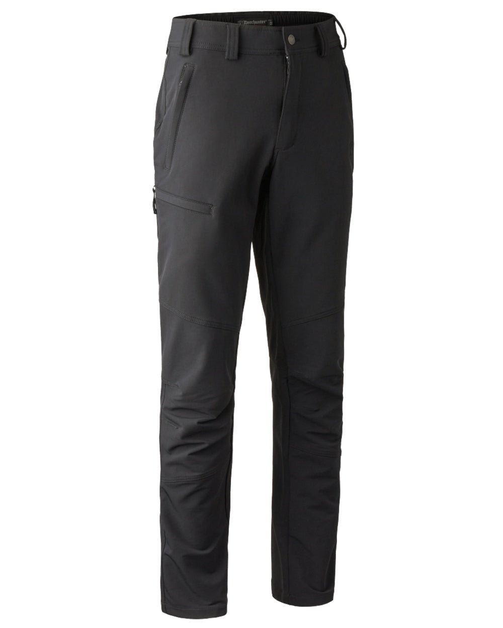 Black coloured Deerhunter Strike Full Stretch Trousers on white background #colour_black
