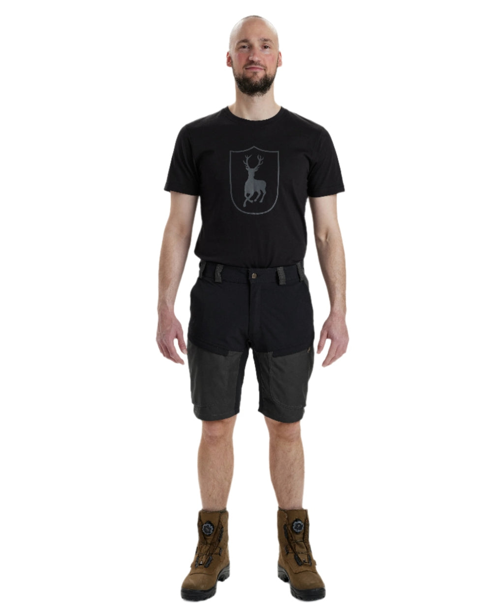 Black Ink coloured Deerhunter Strike Shorts on white background #colour_black-ink