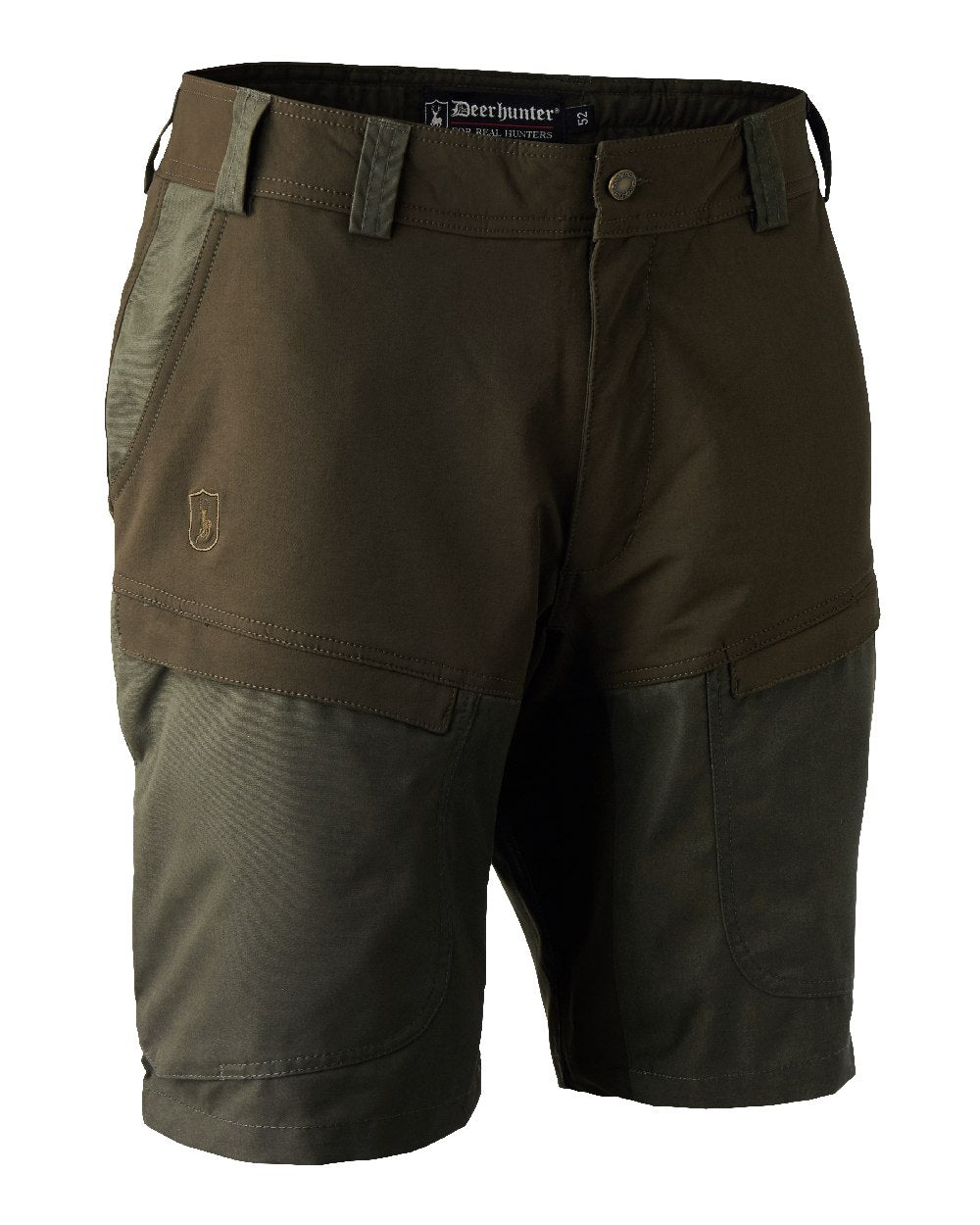 Deep Green coloured Deerhunter Strike Shorts on white background #colour_deep-green