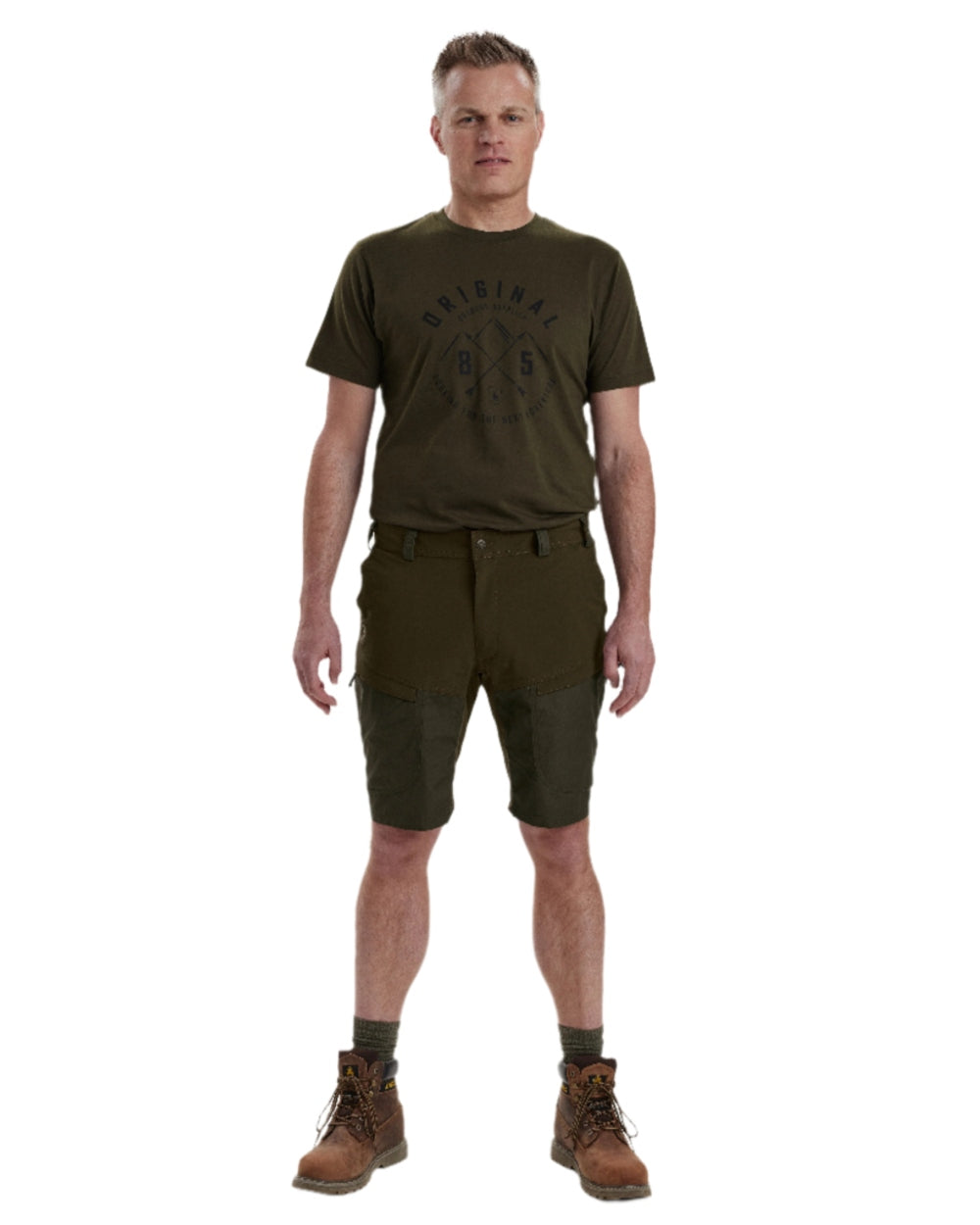 Deep Green coloured Deerhunter Strike Shorts on white background #colour_deep-green