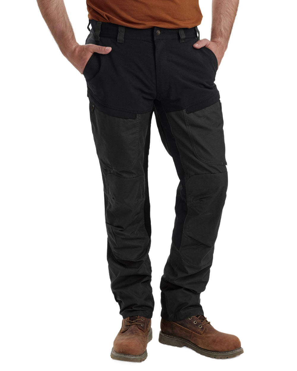 Black Ink coloured Deerhunter Strike Trousers With Membrane on white background #colour_black-ink