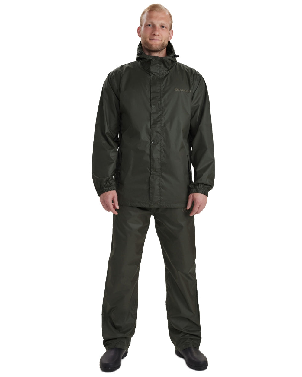 Timber coloured Deerhunter Survivor Packable Rain Jacket on white background #colour_timber