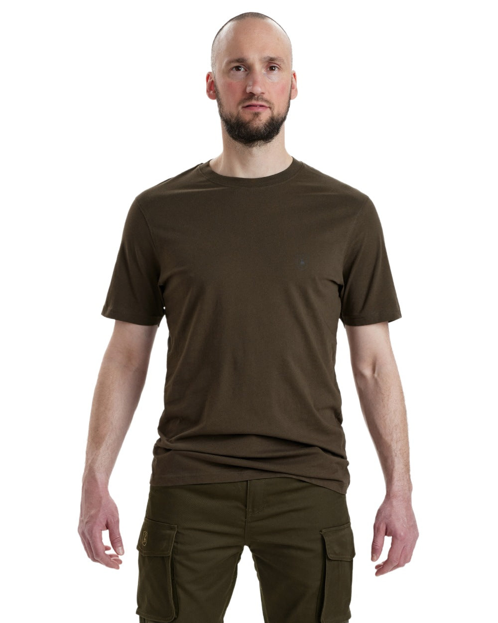 Green Brown Leaf coloured Deerhunter T-Shirts 2-Pack on white background #colour_green-brown-leaf