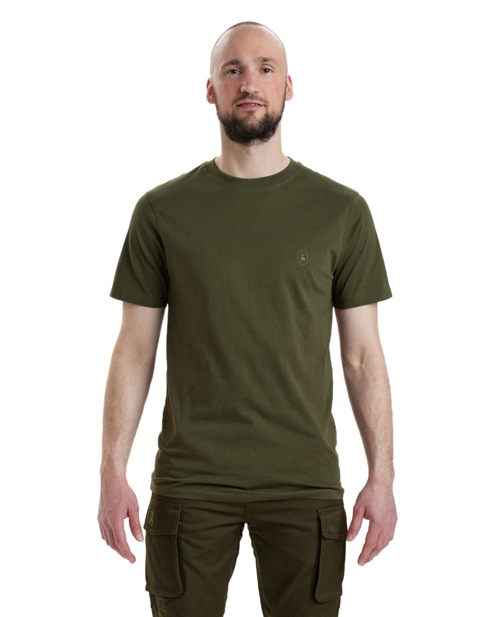 Green Brown Leaf coloured Deerhunter T-Shirts 2-Pack on white background #colour_green-brown-leaf