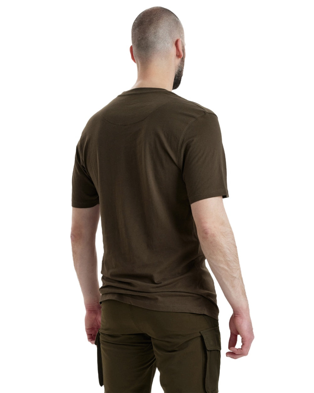 Green Brown Leaf coloured Deerhunter T-Shirts 2-Pack on white background #colour_green-brown-leaf