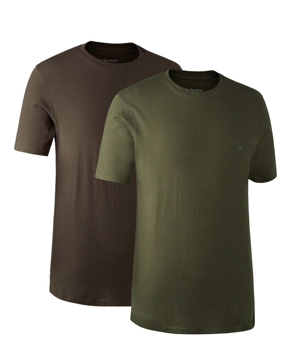 Green Brown Leaf coloured Deerhunter T-Shirts 2-Pack on white background #colour_green-brown-leaf
