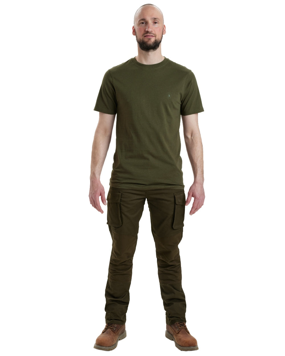 Green Brown Leaf coloured Deerhunter T-Shirts 2-Pack on white background #colour_green-brown-leaf