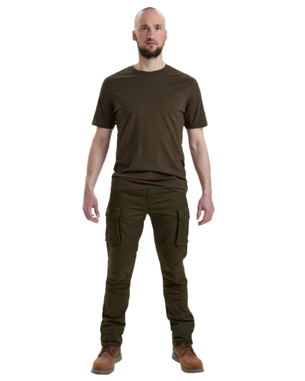 Green Brown Leaf coloured Deerhunter T-Shirts 2-Pack on white background #colour_green-brown-leaf