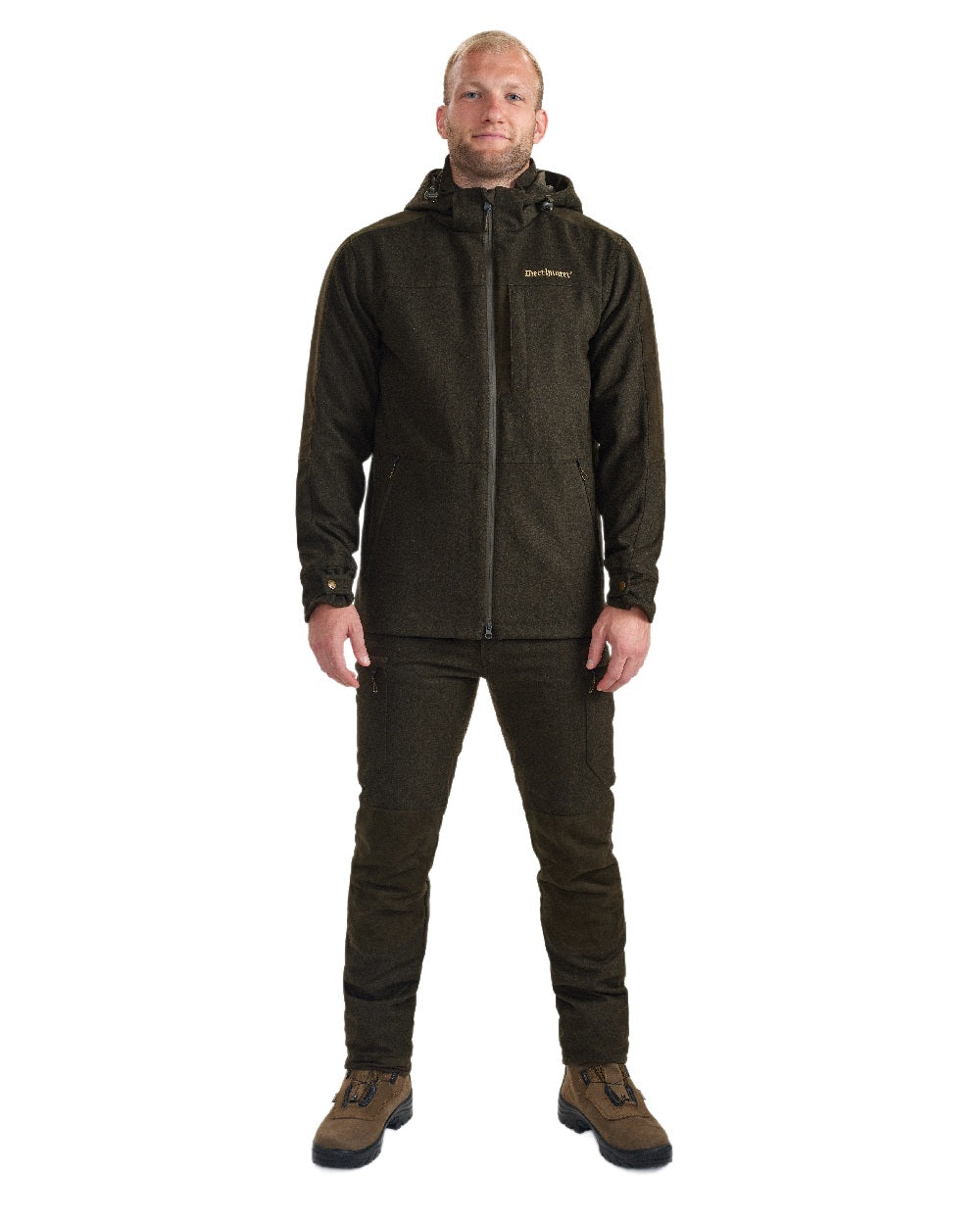Loden Wood coloured Deerhunter Tatra Active Jacket on white background #colour_loden-wood
