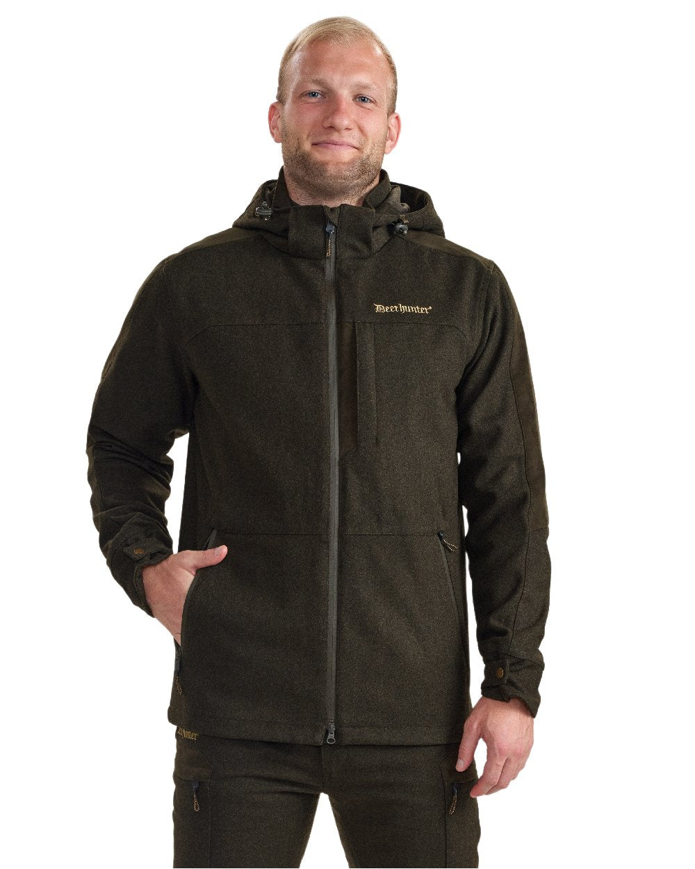 Loden Wood coloured Deerhunter Tatra Active Jacket on white background #colour_loden-wood