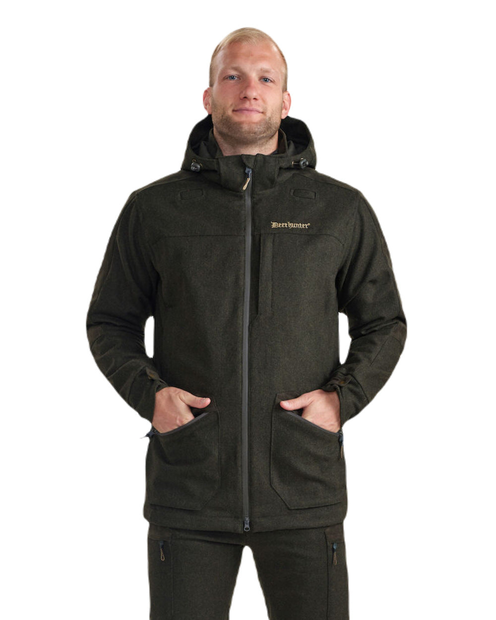 Loden Wood Coloured Deerhunter Tatra Jacket On A White Background #colour_loden-wood