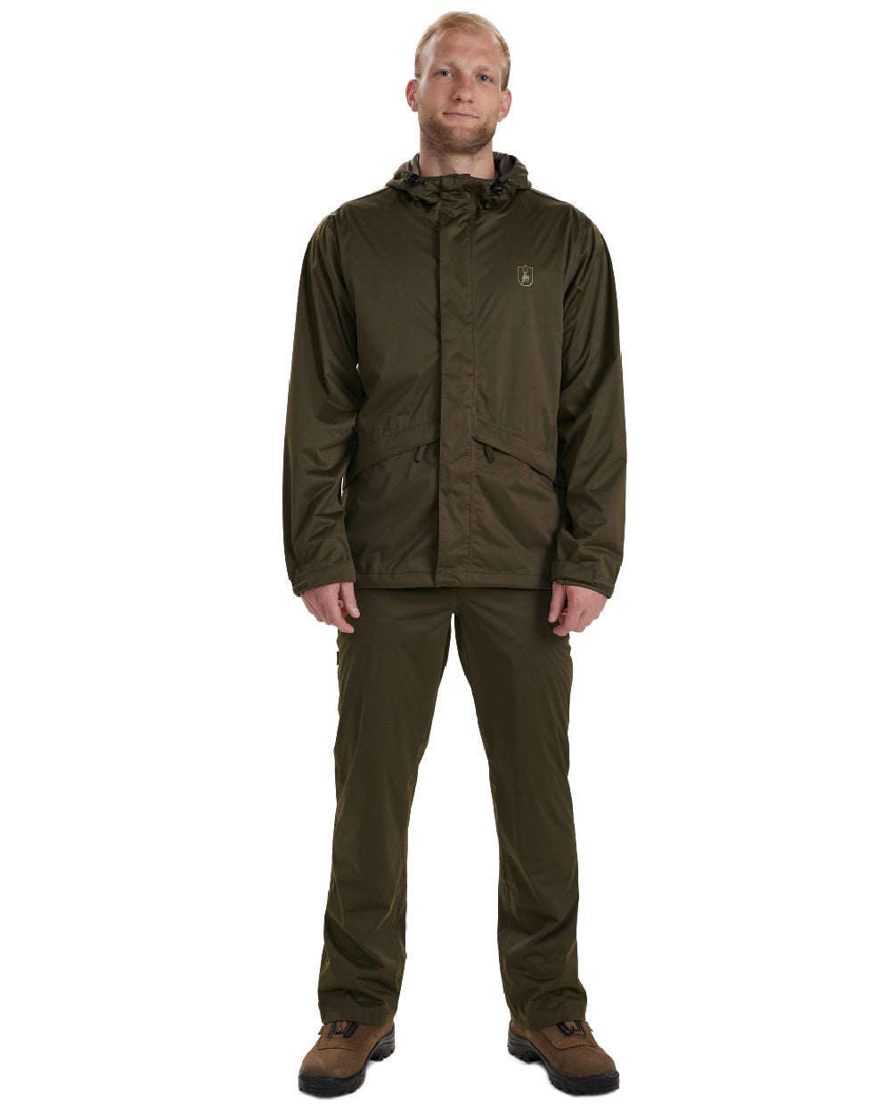 Tarmac Green coloured Deerhunter Thunder Lightweight Rain Jacket on white background #colour_tarmac-green