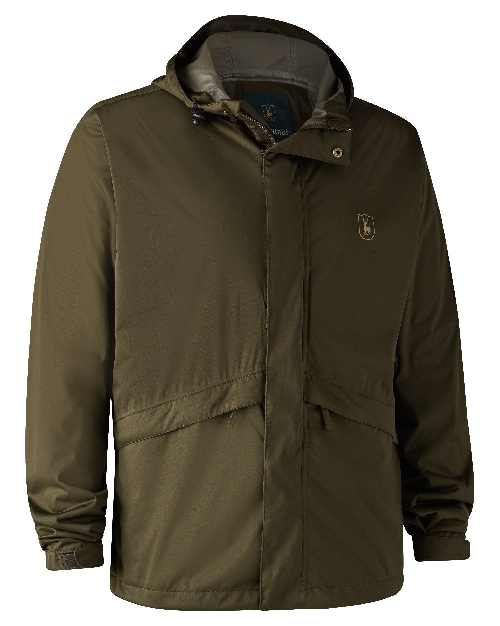 Tarmac Green coloured Deerhunter Thunder Lightweight Rain Jacket on white background #colour_tarmac-green