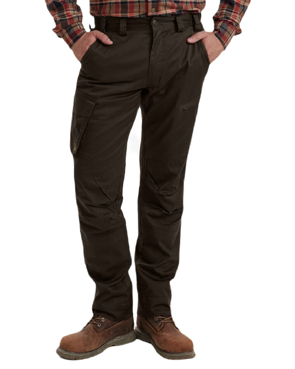 Chestnut Brown coloured Deerhunter Traveler Trousers on white background #colour_chestnut-brown